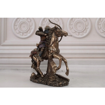 Japoński Samuraj Na Koniu - Łucznik - Figurka Statuetka - Dekoracja