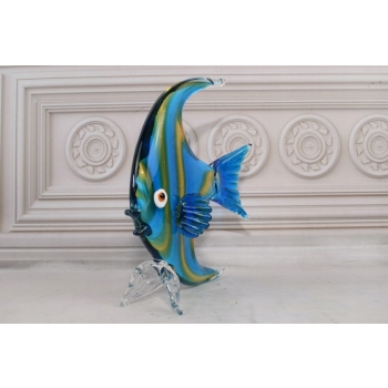 Szkło Murano Style - Niebieska Ryba - Skalar Figura - Prezent