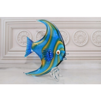 Szkło Murano Style - Niebieska Ryba - Skalar Figura - Prezent