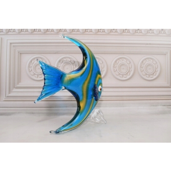 Szkło Murano Style - Niebieska Ryba - Skalar Figura - Prezent