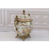Biała Waza - Amfora Wazon - Porcelana + Brąz - Kwiaty Anioły - Sygn