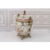 Biała Waza - Amfora Wazon - Porcelana + Brąz - Kwiaty Anioły - Sygn