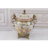 Biała Waza - Amfora Wazon - Porcelana + Brąz - Kwiaty Anioły - Sygn