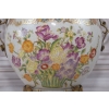 Biała Waza - Amfora Wazon - Porcelana + Brąz - Kwiaty Anioły - Sygn