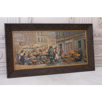 E. Erb - Rynek we Lwowie - Stary Lwów - Obraz Olej na Płótnie - Unikat