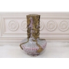 Porcelanowy Wazon Na Kwiaty - Biało Różowy - Porcelana + Brąz - Sygn