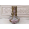 Porcelanowy Wazon Na Kwiaty - Biało Różowy - Porcelana + Brąz - Sygn