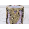 Porcelanowy Wazon Na Kwiaty - Biało Różowy - Porcelana + Brąz - Sygn