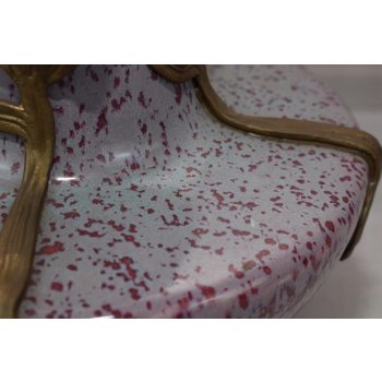 Porcelanowy Wazon Na Kwiaty - Biało Różowy - Porcelana + Brąz - Sygn