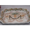 Kolorowa Szkatuła Bomboniera Na Podstawce - Misa - Porcelana - Owoce