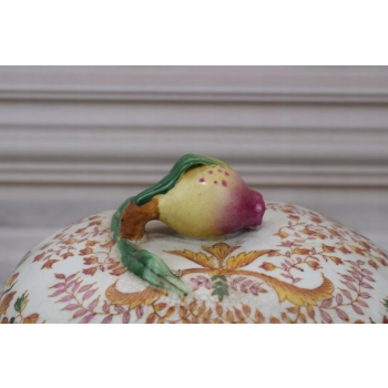 Kolorowa Szkatuła Bomboniera Na Podstawce - Misa - Porcelana - Owoce