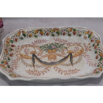 Kolorowa Szkatuła Bomboniera Na Podstawce - Misa - Porcelana - Owoce