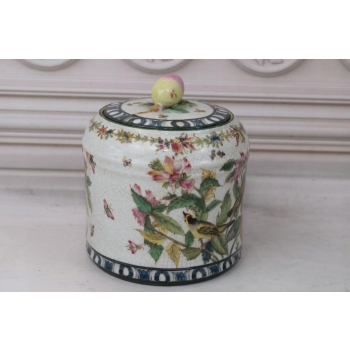 Biała Szkatuła Bomboniera - Misa - Porcelana - Owoce Kwiaty