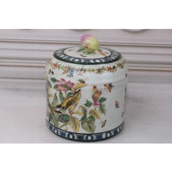Biała Szkatuła Bomboniera - Misa - Porcelana - Owoce Kwiaty