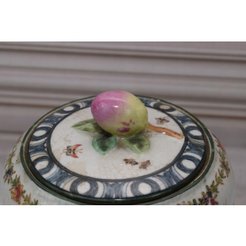 Biała Szkatuła Bomboniera - Misa - Porcelana - Owoce Kwiaty