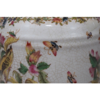Biała Szkatuła Bomboniera - Misa - Porcelana - Owoce Kwiaty
