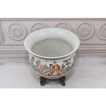 Porcelanowa Waza - Amfora Wazon - Porcelana + Brąz - Kwiaty Anioły - Sygn