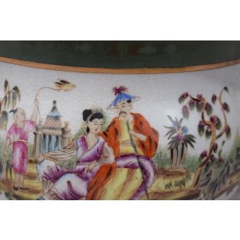Porcelanowa Waza - Amfora Wazon - Porcelana + Brąz - Kwiaty Anioły - Sygn
