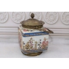 Porcelanowy Wazon Koszyczek - Amfora - Porcelana + Brąz - Kwiaty