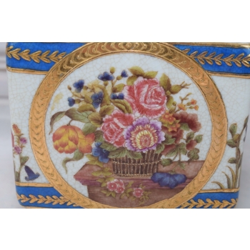 Porcelanowy Wazon Koszyczek - Amfora - Porcelana + Brąz - Kwiaty