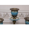 Świecznik Porcelanowy - Porcelana + Brąz - Niebieskie - Syng