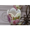 Porcelanowa Patera - Świecznik - Porcelana + Brąz - Kwiaty