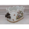 Porcelanowa Waza - Jaskółki - Amfora Wazon - Porcelana + Brąz - Biała Sygn
