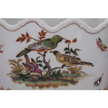 Porcelanowa Waza - Jaskółki - Amfora Wazon - Porcelana + Brąz - Biała Sygn