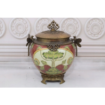 Porcelanowa Waza - Ważki - Amfora Wazon - Porcelana + Brąz - Sygn