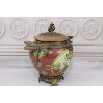 Porcelanowa Waza - Ważki - Amfora Wazon - Porcelana + Brąz - Sygn