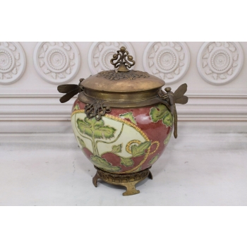 Porcelanowa Waza - Ważki - Amfora Wazon - Porcelana + Brąz - Sygn