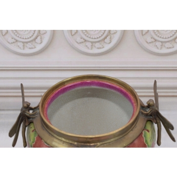 Porcelanowa Waza - Ważki - Amfora Wazon - Porcelana + Brąz - Sygn