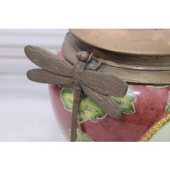 Porcelanowa Waza - Ważki - Amfora Wazon - Porcelana + Brąz - Sygn