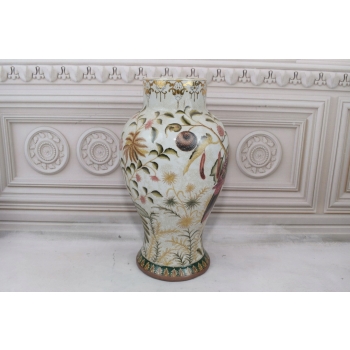 Biały Wazon Waza Amfora - Porcelana - Kwiaty Papuga - Dekoracja