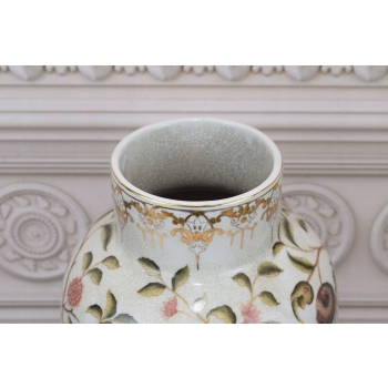 Biały Wazon Waza Amfora - Porcelana - Kwiaty Papuga - Dekoracja