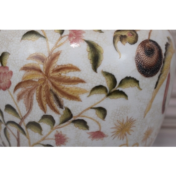 Biały Wazon Waza Amfora - Porcelana - Kwiaty Papuga - Dekoracja