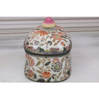 Biała Szkatuła Bomboniera - Misa - Porcelana - Owoce Kwiaty