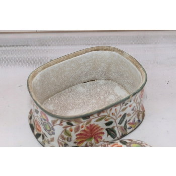 Biała Szkatuła Bomboniera - Misa - Porcelana - Owoce Kwiaty