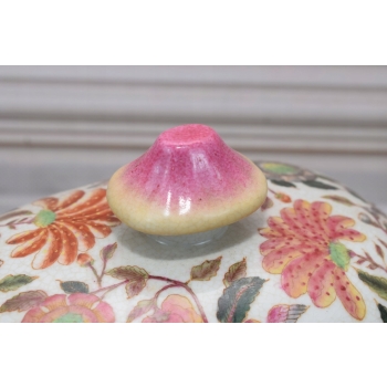 Biała Szkatuła Bomboniera - Misa - Porcelana - Owoce Kwiaty
