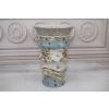 Porcelanowy Wazon - Waza - Biało Niebieska - Kolorowe Kwiaty - sygn