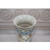 Porcelanowy Wazon - Waza - Biało Niebieska - Kolorowe Kwiaty - sygn