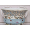 Porcelanowy Wazon - Waza - Biało Niebieska - Kolorowe Kwiaty - sygn
