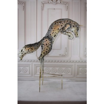 Duża Ogrodowa Figura - Skaczący Lis - Rzeźba Dom - Vintage - Prezent