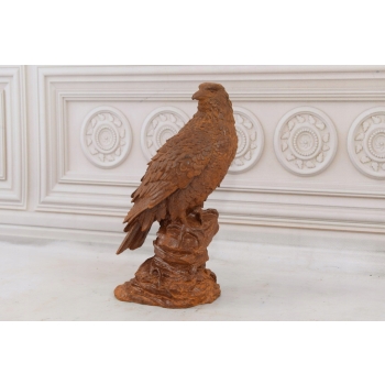 Żeliwna Stara Figura - Orzeł Na Skale - Rustykalna Figurka Ozdoba