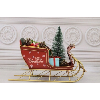 Metalowe Sanie Świętego Mikołaja - Merry Christmas - Święta Prezent Ozdoba