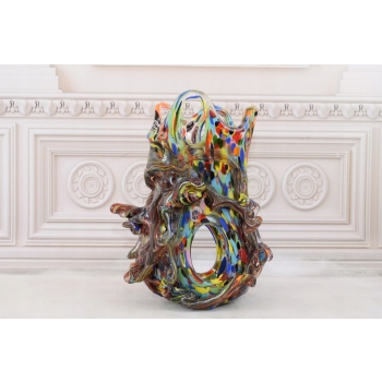 Kolorowy Wazon - Murano Style - Abstrakcja - Grube Włoskie Szkło