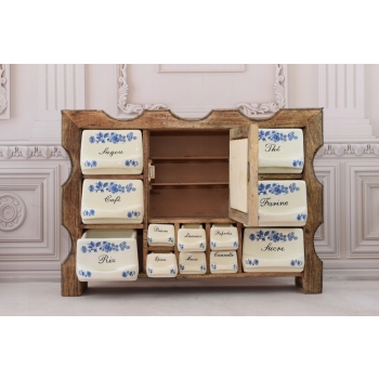 Wisząca Szafka na Przyprawy - Przyprawnik - Porcelana + Drewno - Kuchnia