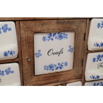 Wisząca Szafka na Przyprawy - Przyprawnik - Porcelana + Drewno - Kuchnia