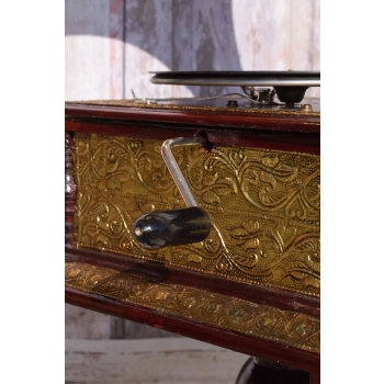 Gramofon Kwadrat - Rzeźbiony - Patefon - Stojak - Tuba - Sprawny
