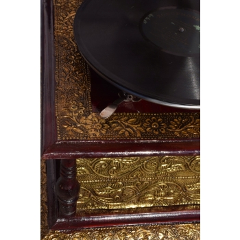 Gramofon Kwadrat - Rzeźbiony - Patefon - Stojak - Tuba - Sprawny